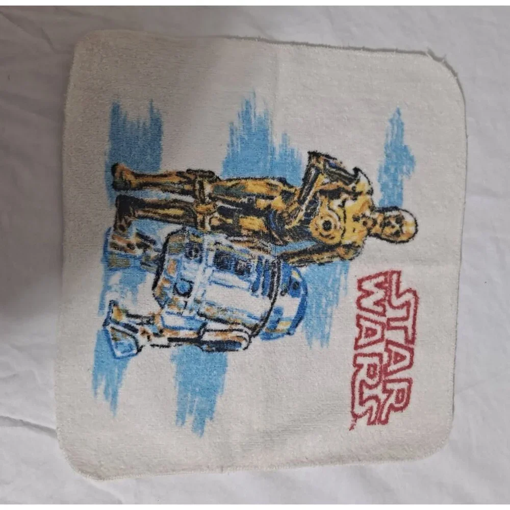 Vintage Star Wars Washcloth R2D2 C3-PO Movie 1970s Cutter 12 x 11 Pop Culture